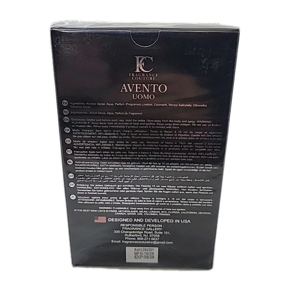AVENTO UOMO FOR MEN COLOGNE BY FRAGRANCE COUTURE‎ 3.4OZ 100ML EAU DE PARFUM NEW - Picture 2 of 3